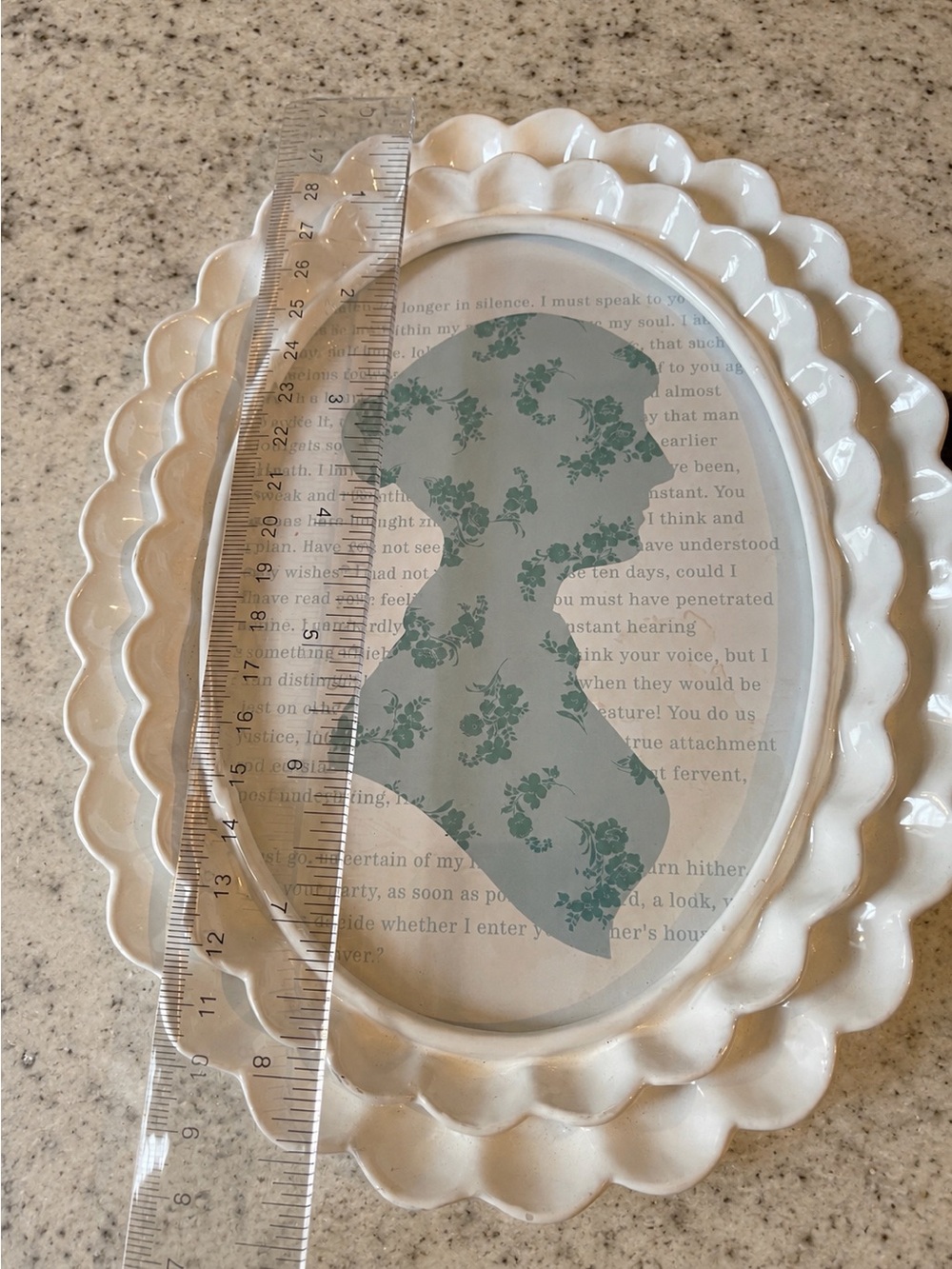 Vintage Inspired Floral Silhouette Decorative Frame / Wall Art
